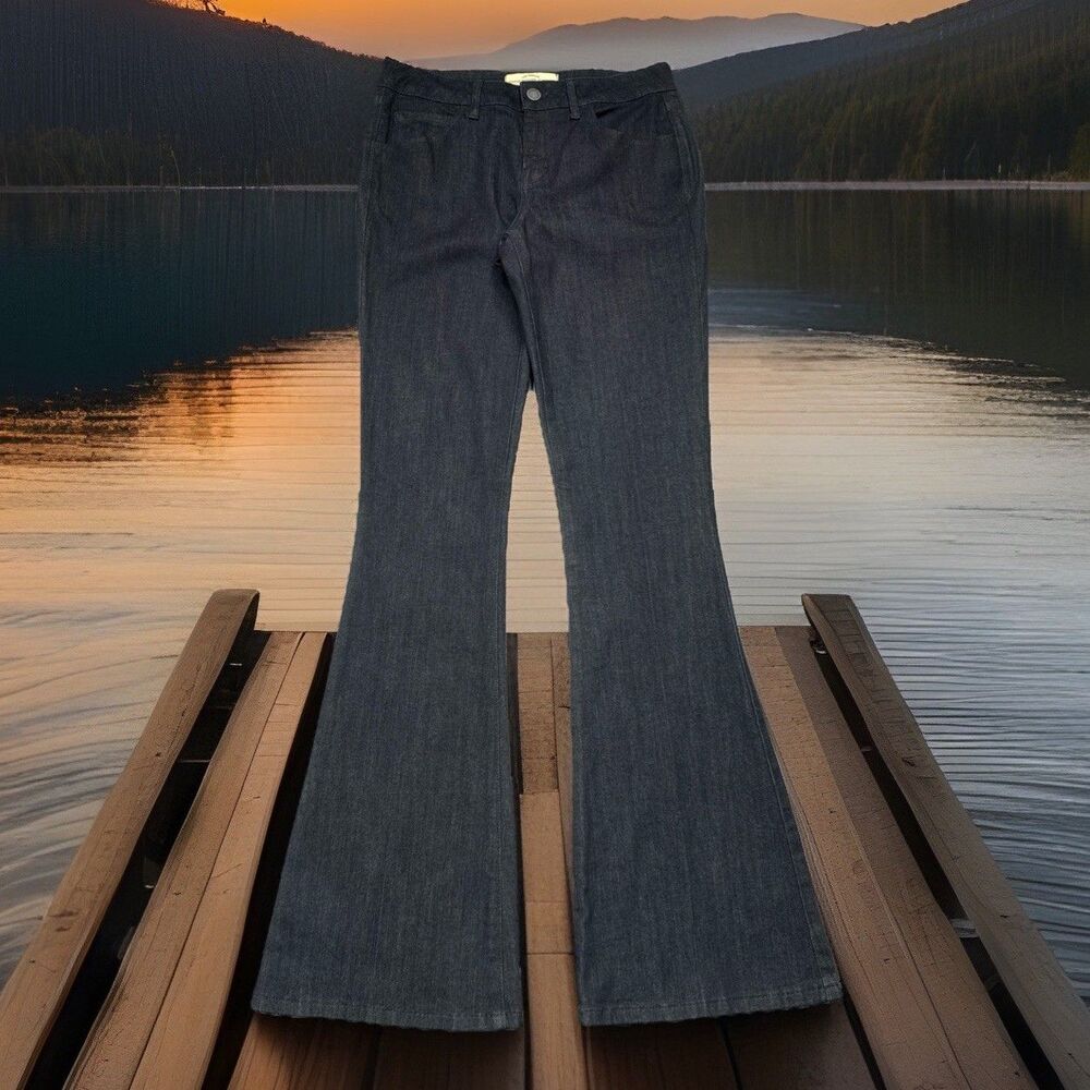 Divine Rights of Denim Flare Jeans 29 (29x34) Ink Dark Wash Blue Stretch Womens